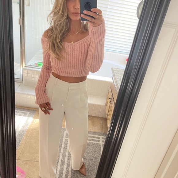 Brand New Endless Rose Off the Shoulder Cropped Sweater. Size S. Pink/Mauve - Picture 1 of 5